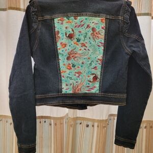 Upcycled Vintage Denim Jacket Featuring Sealife